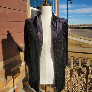 NWT Meg&Margot Black Velvet Gold Polka Dot 3/4 Sleeve Blazer Women's Size XS